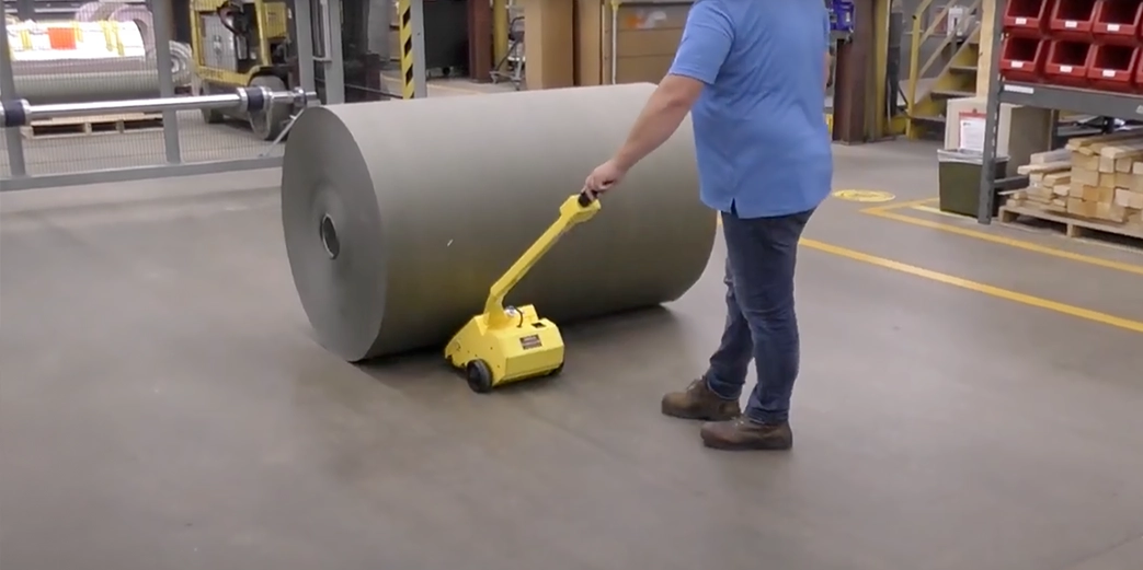 RollMover RX demonstrates pushing a large roll